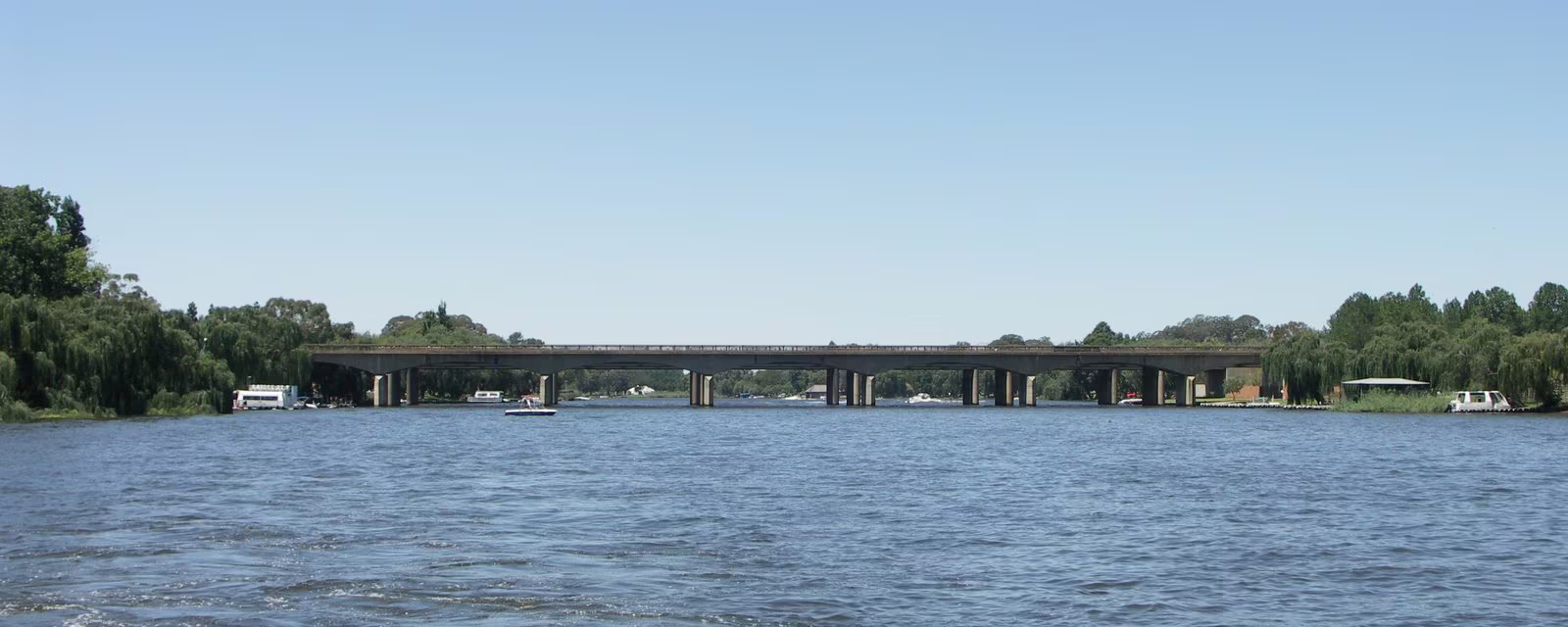 The Vaal River through Vanderbijlpark, crossed by the R57 bridge